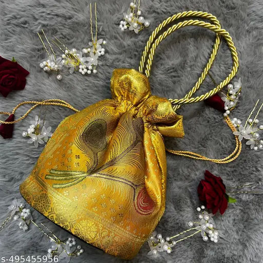 Ethnic Golden pouch Bag for Elegant Style